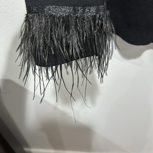 Truth Black Cardigan with Feather Cuffs - Picture 4 of 5